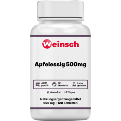 Apfelessig 500mg verpackung flasche WHEDE.png