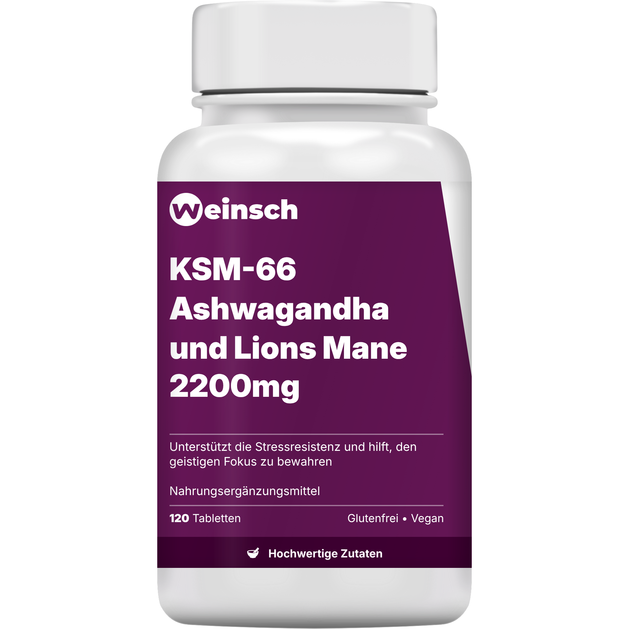 Ksm 66 ashwagandha und lions mane 2200mg verpackung flasche 1.png